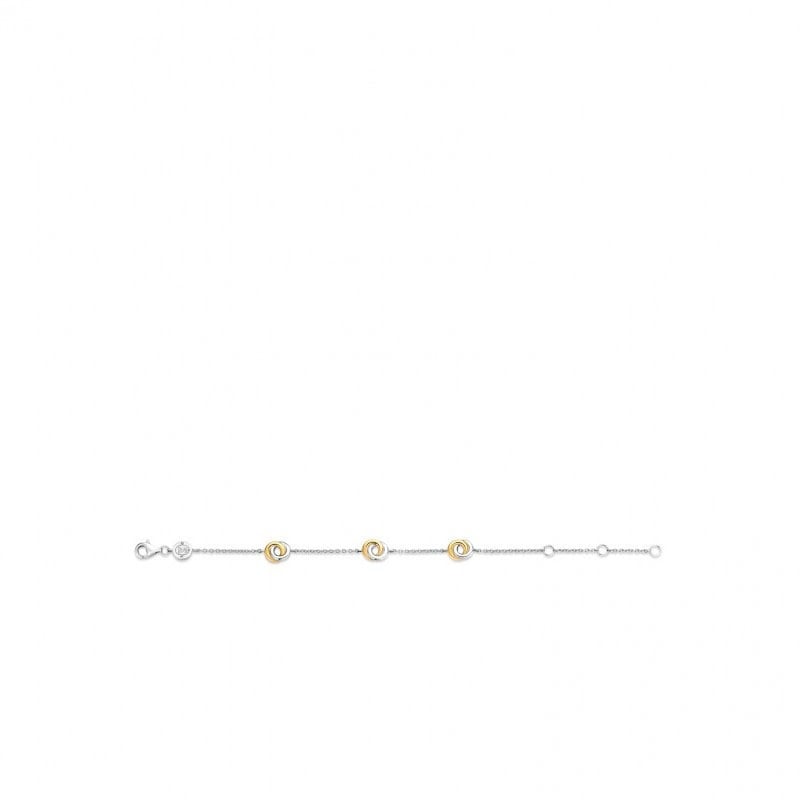 Ti Sento Ti Sento Armband 2925ZY Zilver Bi-color met Dubbele Cirkels en Zirkonia 16-20cm Divers