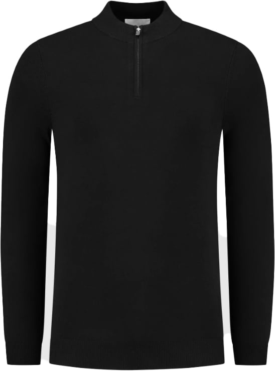 Pure Path Pure Path Essential Knitwear Half Zip Sweater Black Zwart
