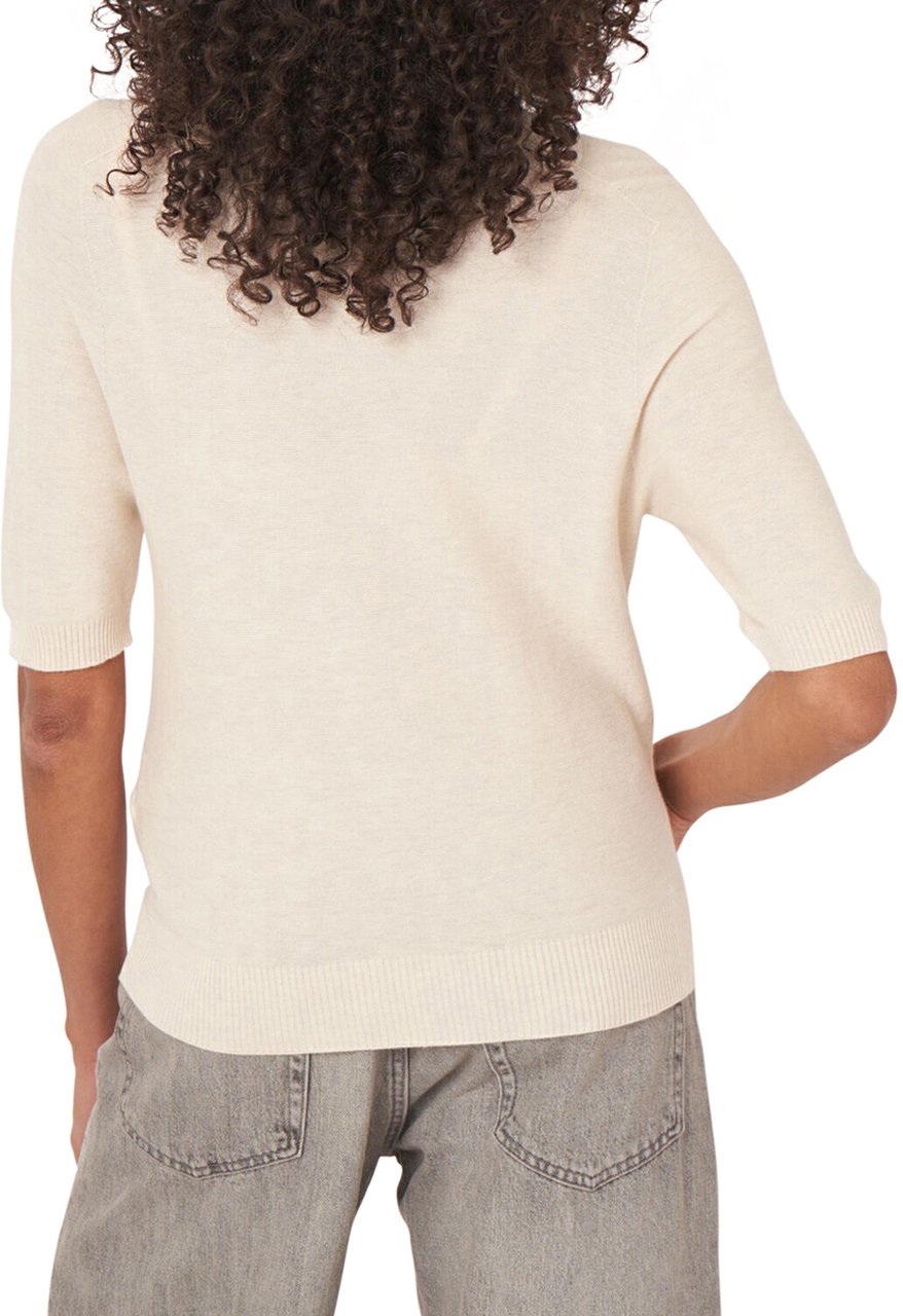 Repeat Cashmere trui korte mouwen Beige