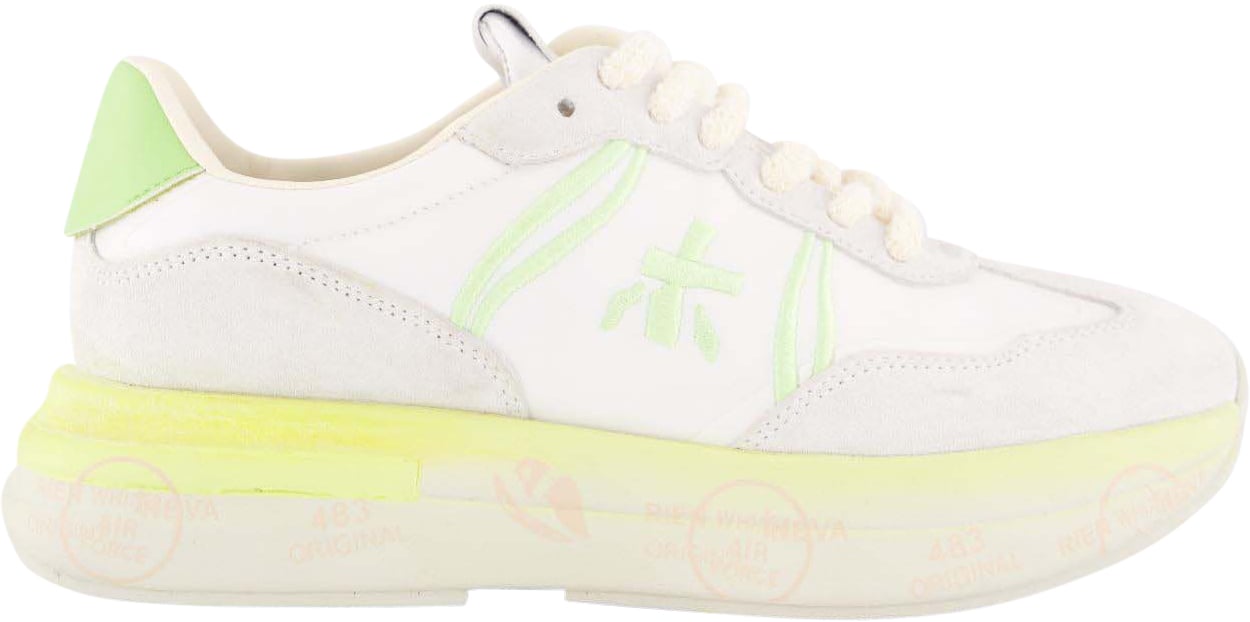 Premiata Dames Cassie Sneaker Wit/Lime Wit
