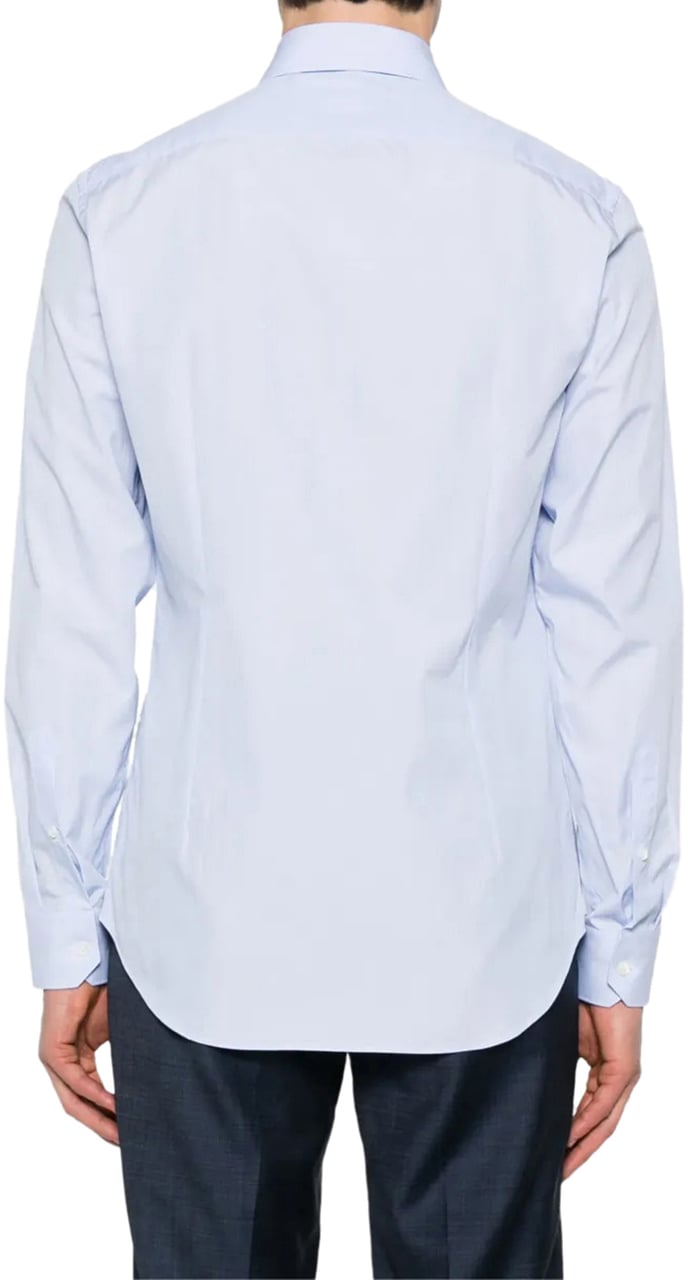 Corneliani hemd wit blauw mini streep Blauw