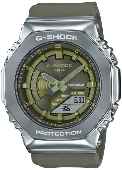 G-Shock Casio G-shock GM-S2100-3AER horloge ana digi in staal met groene kunststof wijzerplaat en band Divers