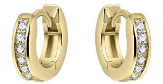 Gisser Jewels Gisser Jewels Oorringen KCD3/12Y 925 Zilver Geelgoud Plating met Zirkonia 3mm breed 12mm doorsnede Divers