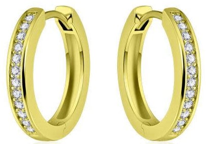 Gisser Jewels Gisser Jewels Oorringen KCD3/20Y 925 Zilver Geelgoud Plating met Zirkonia 3mm breed 20mm doorsnede Divers