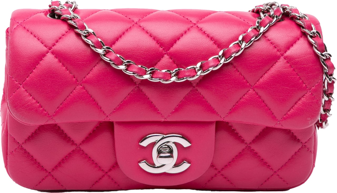 Chanel Extra Mini Rectangular Classic Lambskin Single Flap Roze