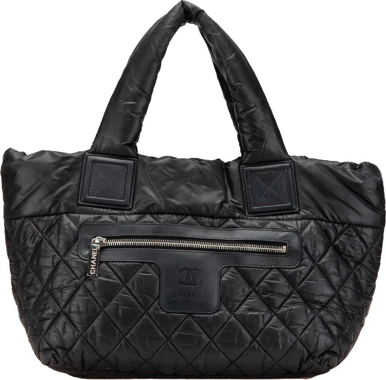 Chanel Small Quilted Nylon Coco Cocoon Tote Zwart