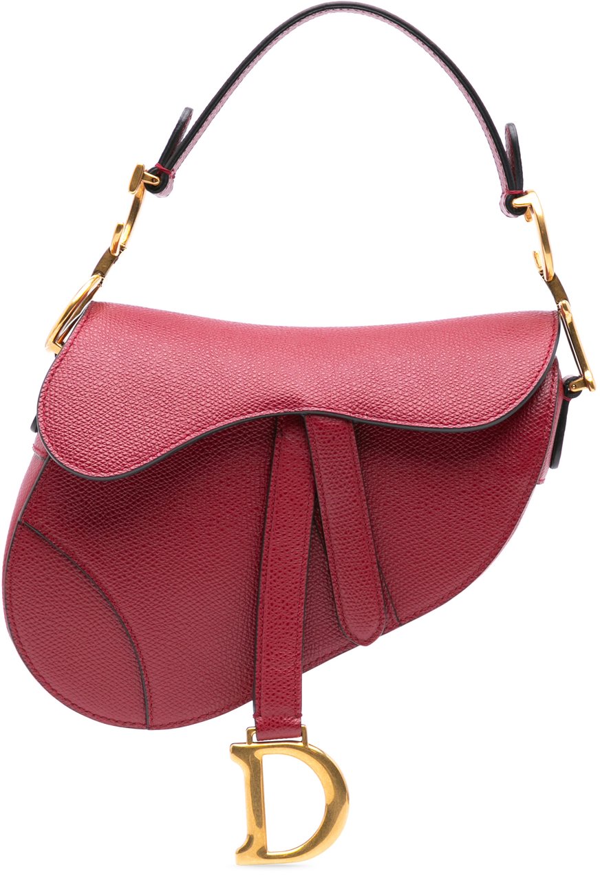 Dior Mini Grained Calfskin Saddle Bag Rood