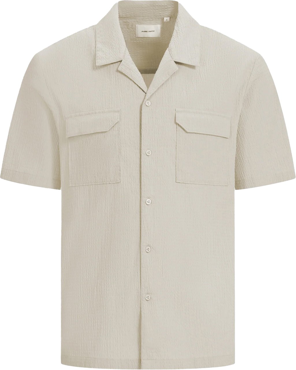 Pure Path Short Sleeve Seersucker Shirt Beige