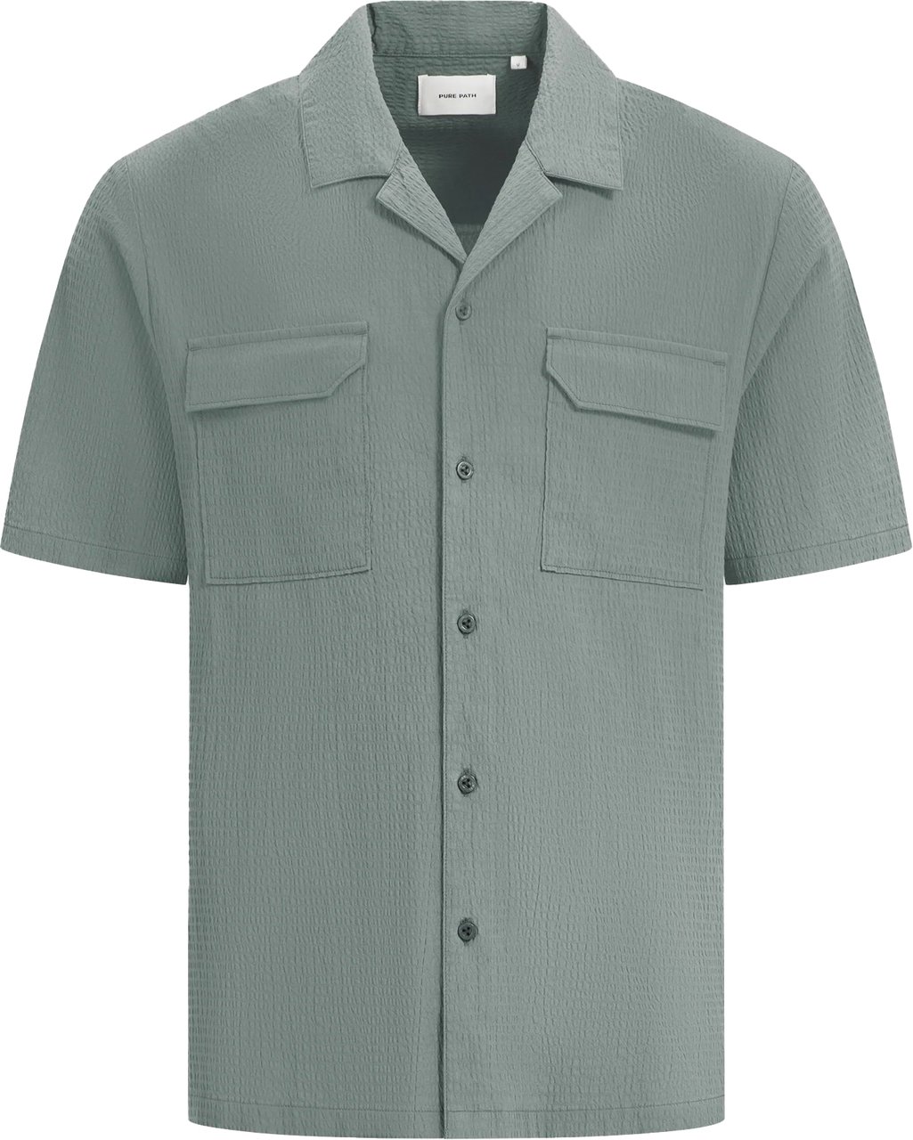 Pure Path Short Sleeve Seersucker Shirt Groen