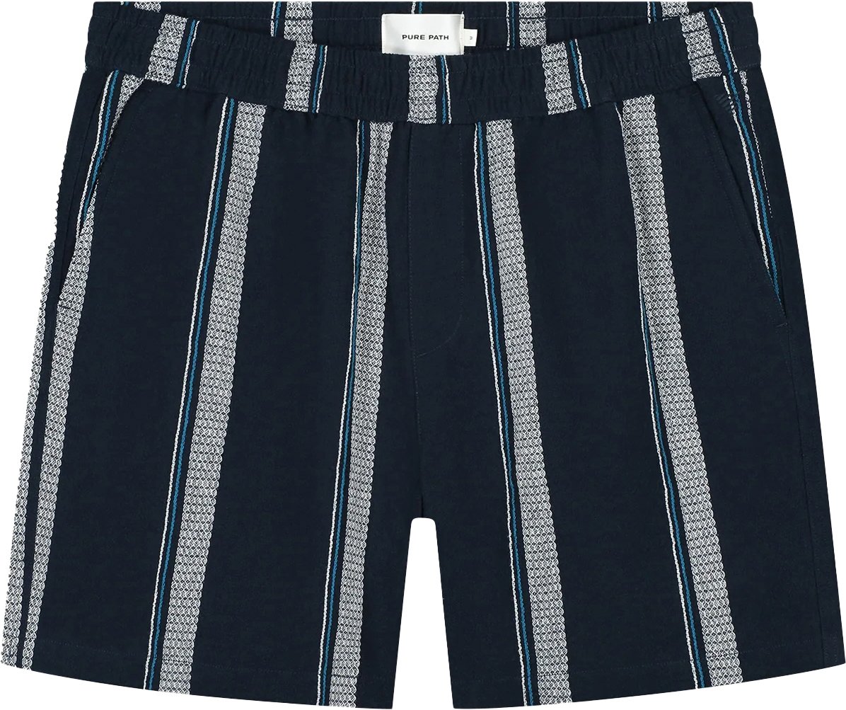 Pure Path Cuban Striped Shorts Blauw