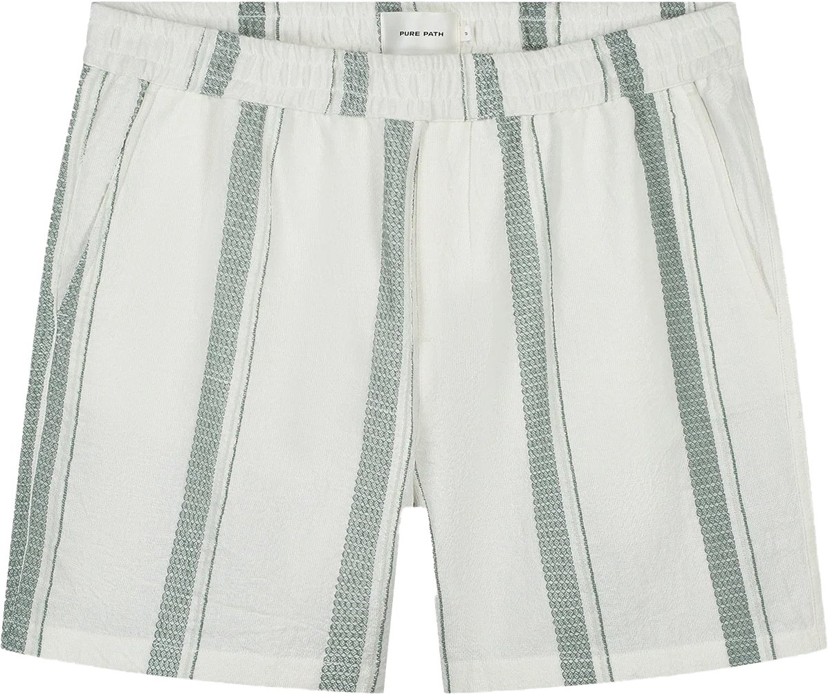 Pure Path Cuban Striped Shorts Wit