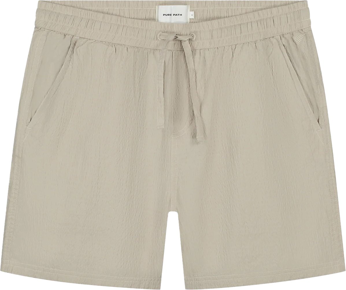 Pure Path Seersucker Shorts Beige