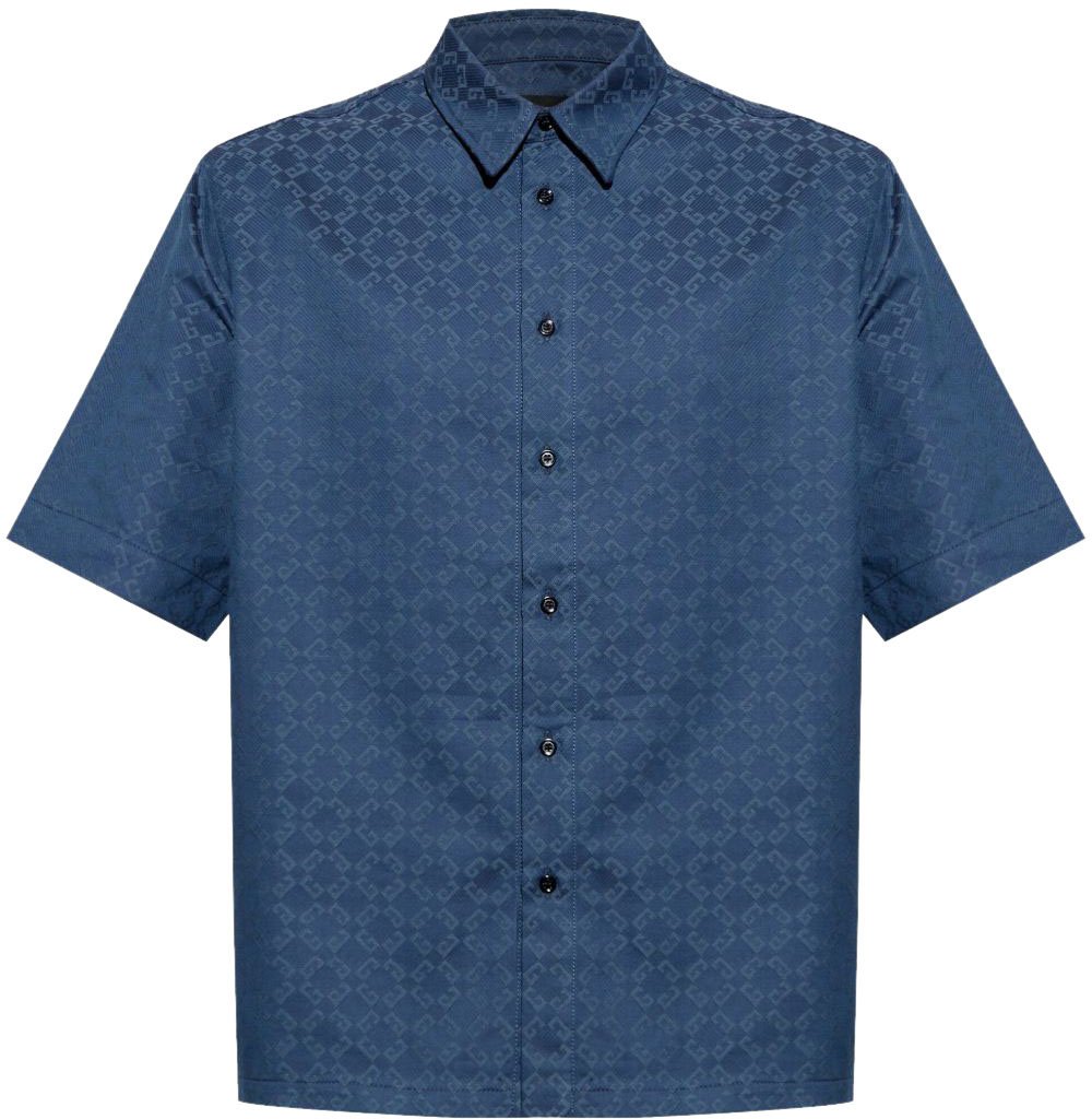 Givenchy Camicia Jacquard Monogram Blauw