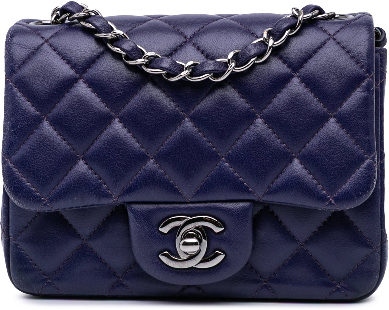 Chanel Mini Square Classic Lambskin Single Flap Blauw