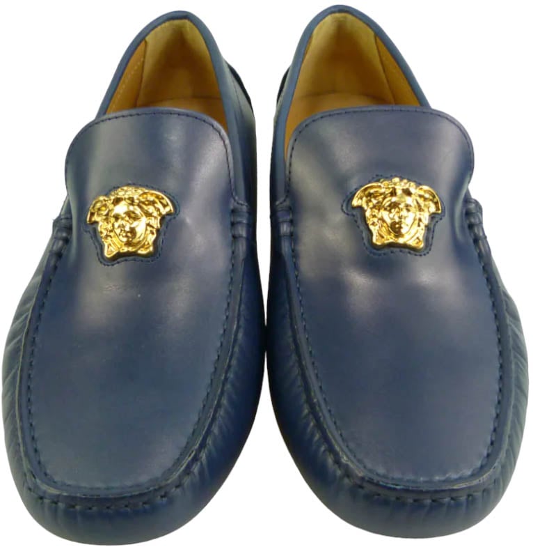 Versace Mocassino driver la medusa navy Blauw