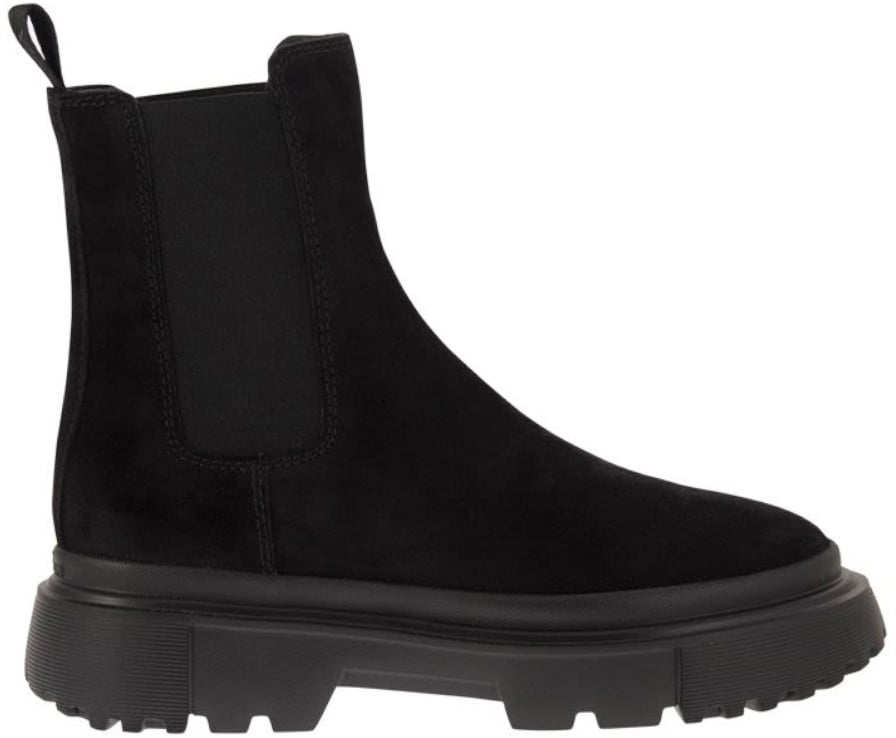 HOGAN Stivaletto Fondo Carroarmato In Camoscio Nero Zwart