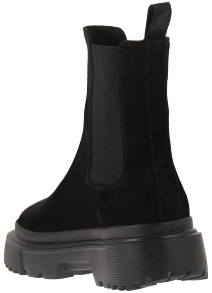 HOGAN Stivaletto Fondo Carroarmato In Camoscio Nero Zwart
