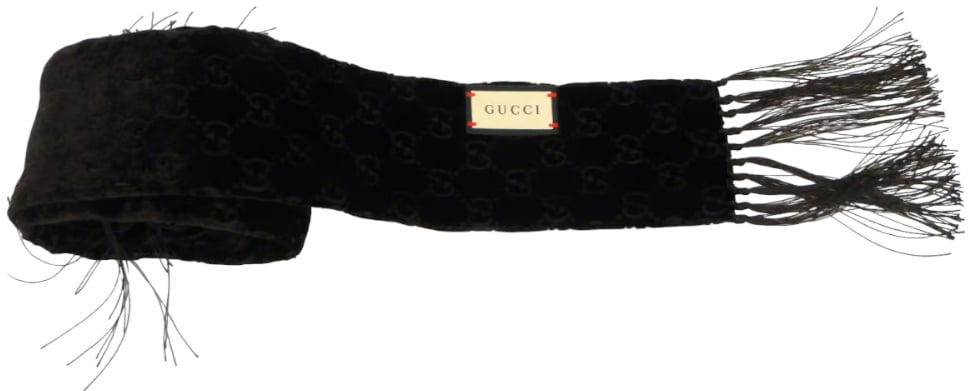 Gucci Sciarpa nera con monogramma Zwart