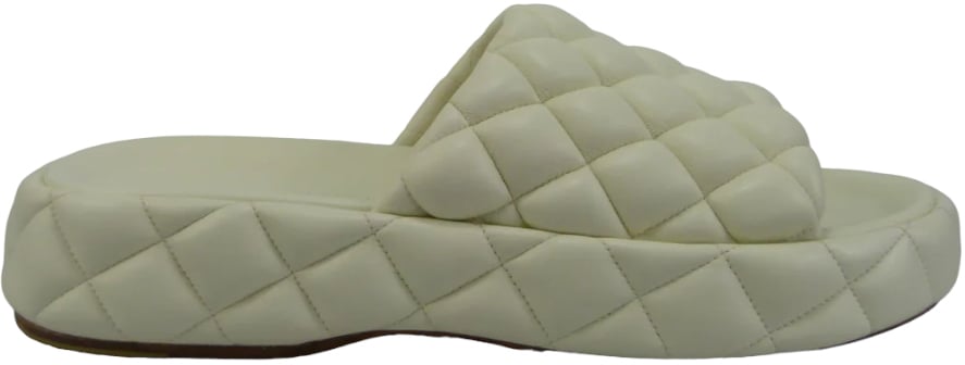Bottega Veneta Sandalo imbottito in pelle bianca Wit
