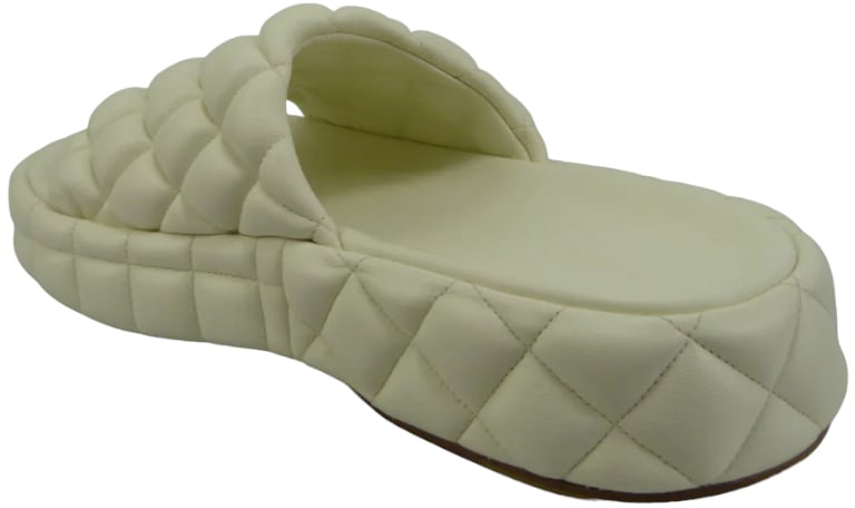 Bottega Veneta Sandalo imbottito in pelle bianca Wit