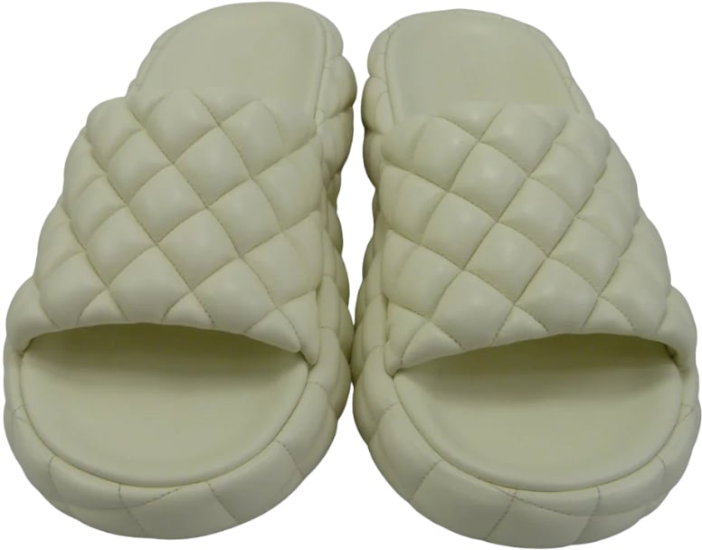 Bottega Veneta Sandalo imbottito in pelle bianca Wit