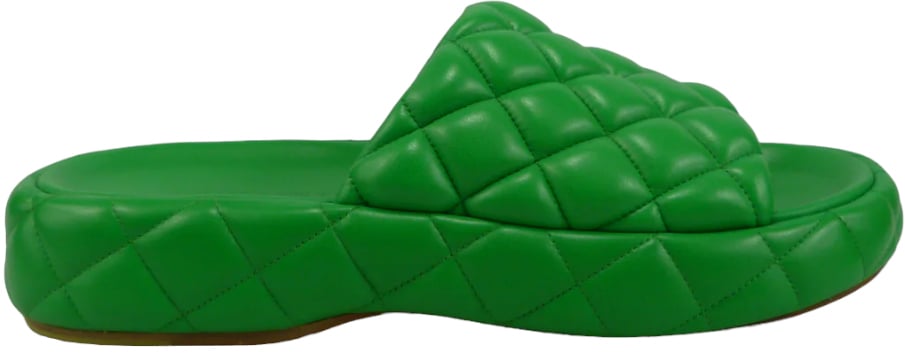 Bottega Veneta Sandalo imbottito in pelle verde Groen