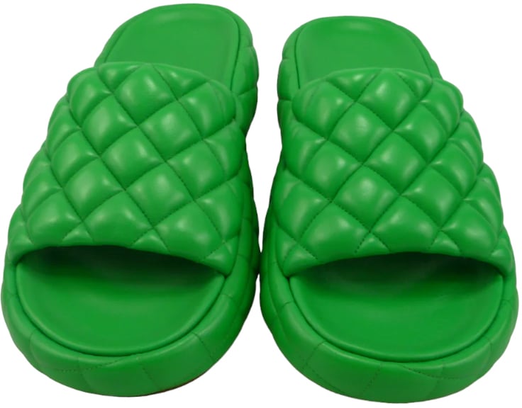 Bottega Veneta Sandalo imbottito in pelle verde Groen