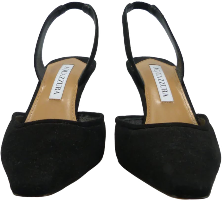 Aquazzura Décolleté Maia in velluto a righe nere Zwart