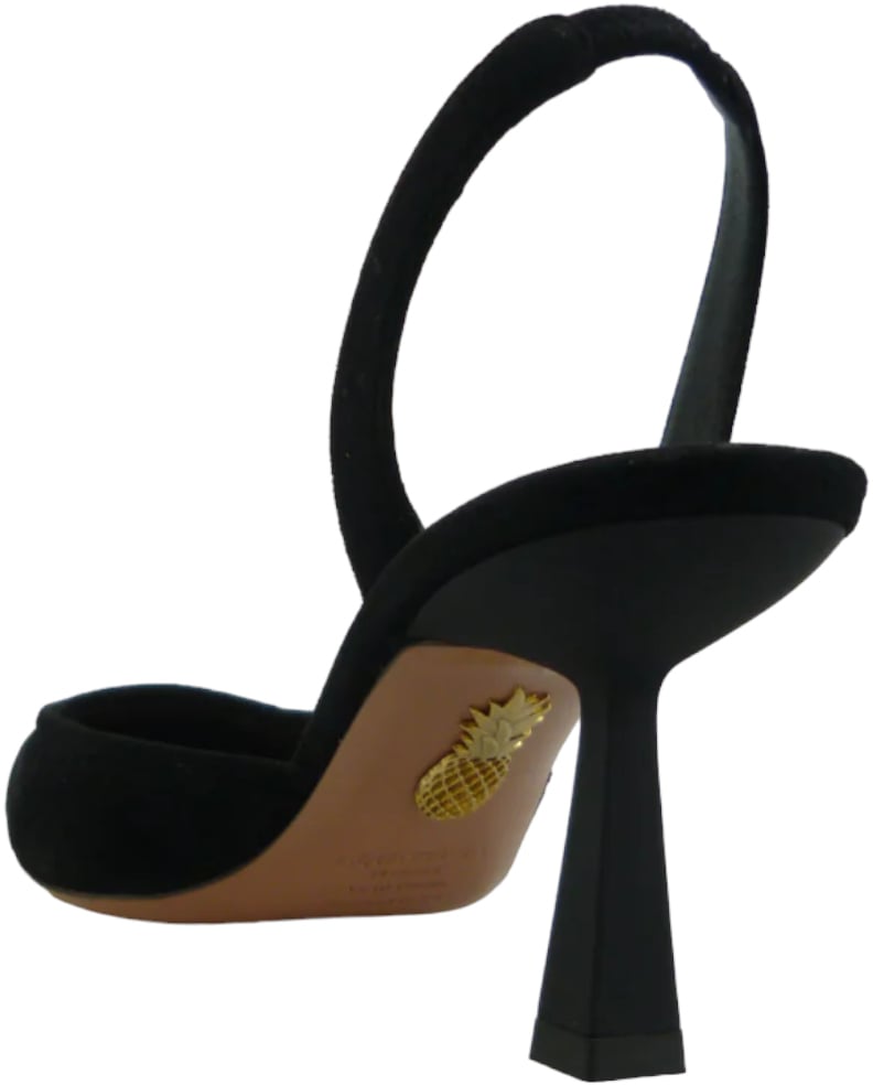 Aquazzura Décolleté Maia in velluto a righe nere Zwart