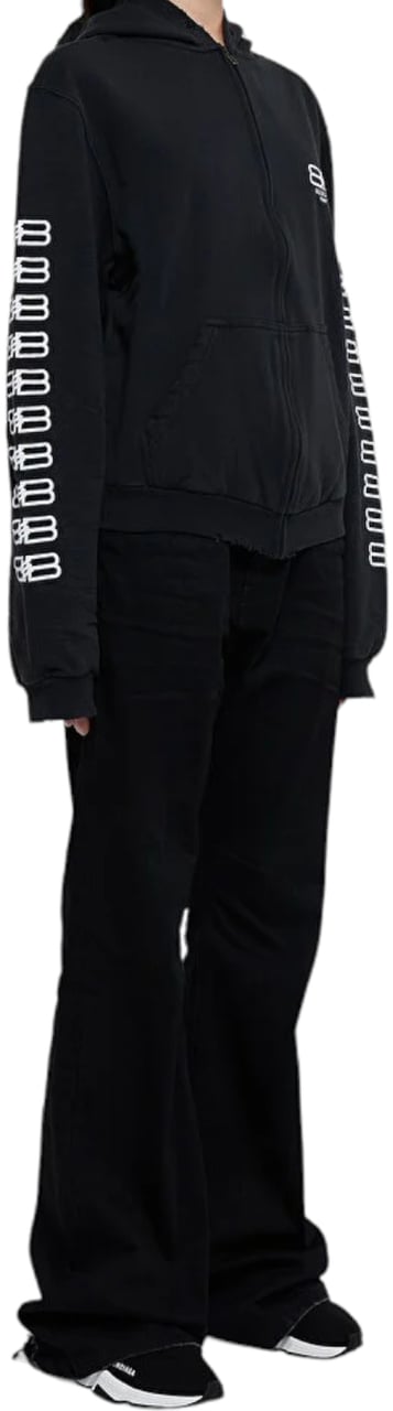 Balenciaga Felpa con zip BB Paris Icon Zwart