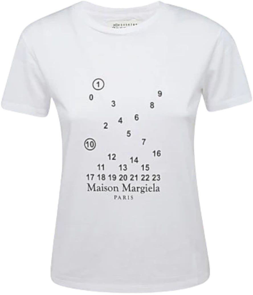 Maison Margiela T-shirt in cotone bianco con logo numerico Wit