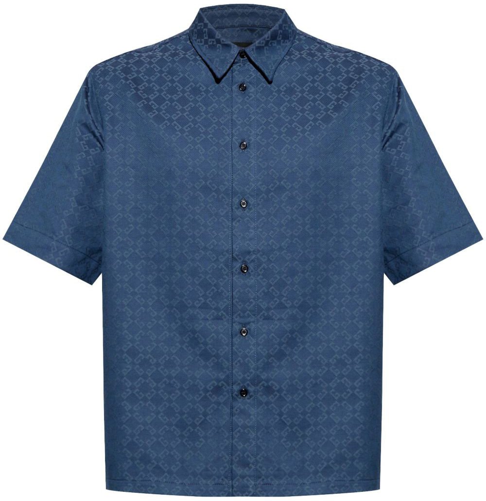 Givenchy Camicia Jacquard Monogram Blauw