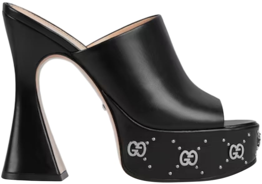 Gucci Sandalo Slider nero In Pelle Zwart
