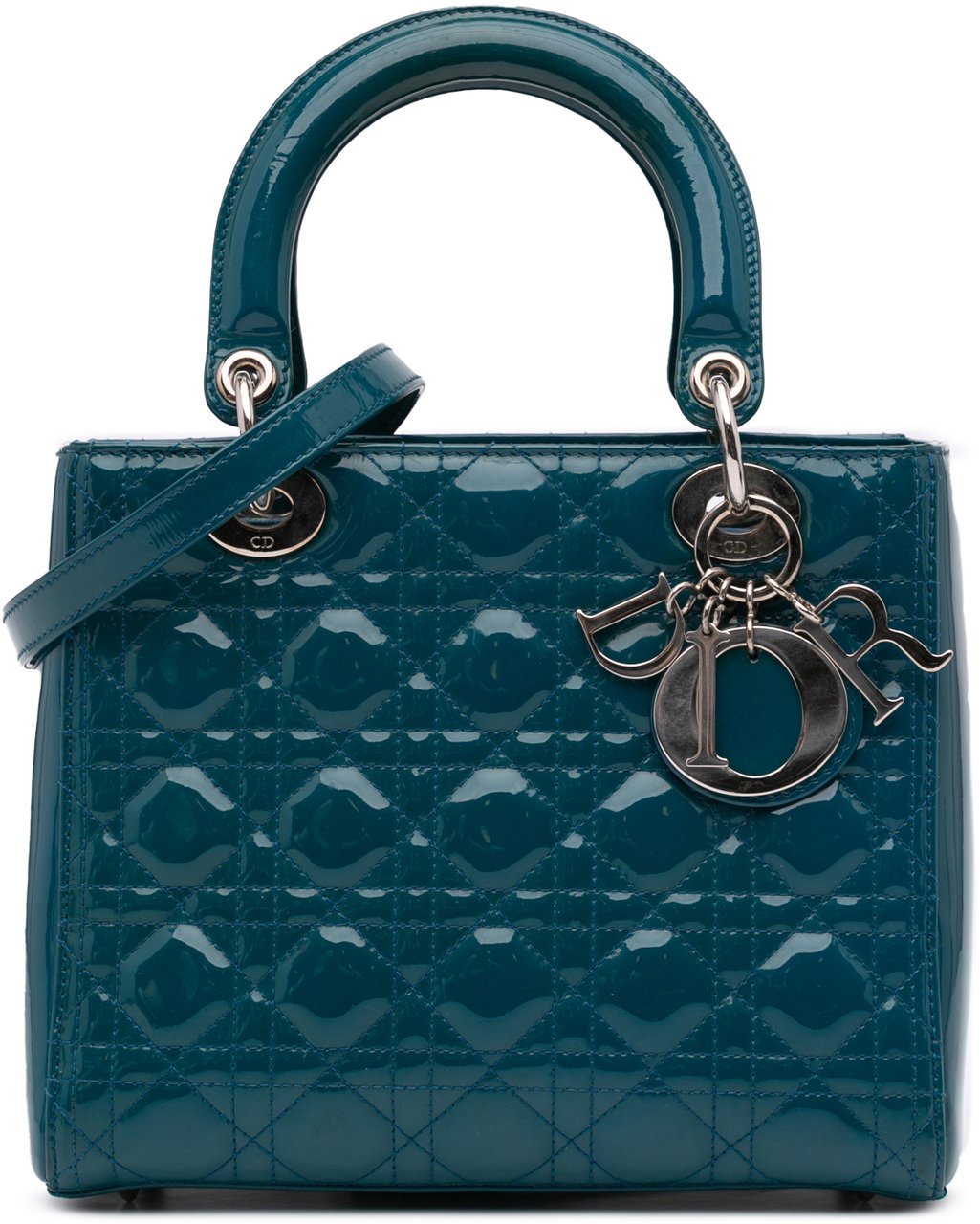 Dior Medium Patent Cannage Lady Dior Blauw