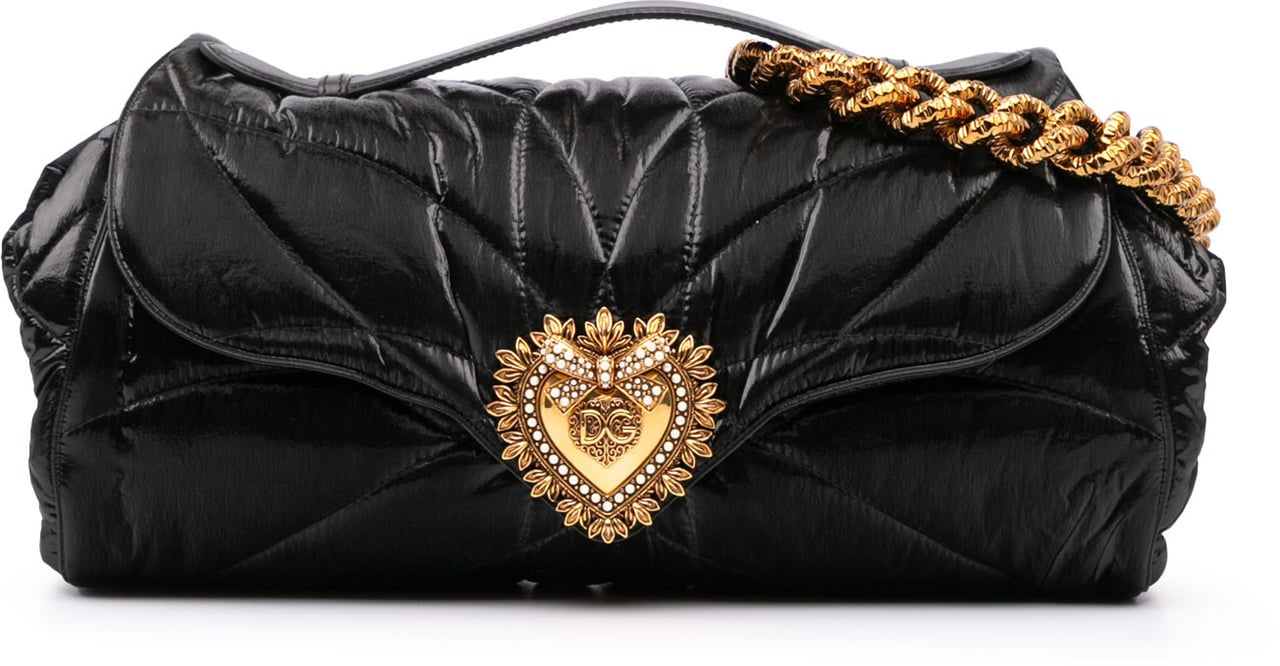 Dolce & Gabbana Quilted Nylon Devotion Satchel Zwart