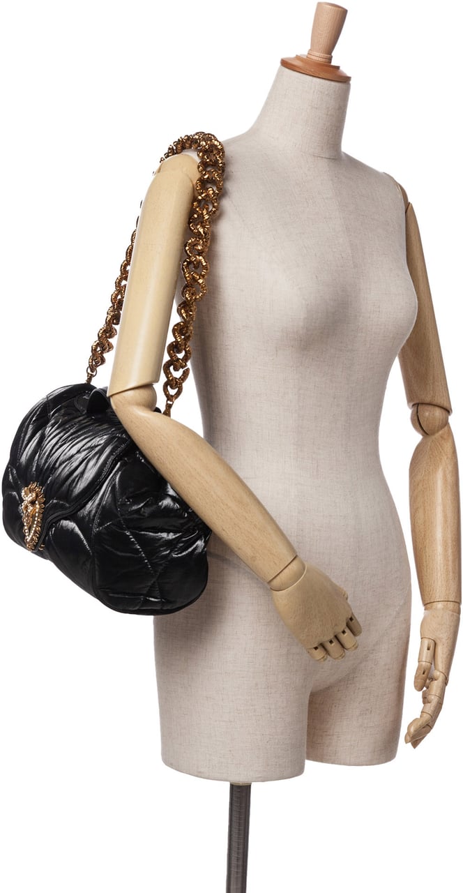 Dolce & Gabbana Quilted Nylon Devotion Satchel Zwart