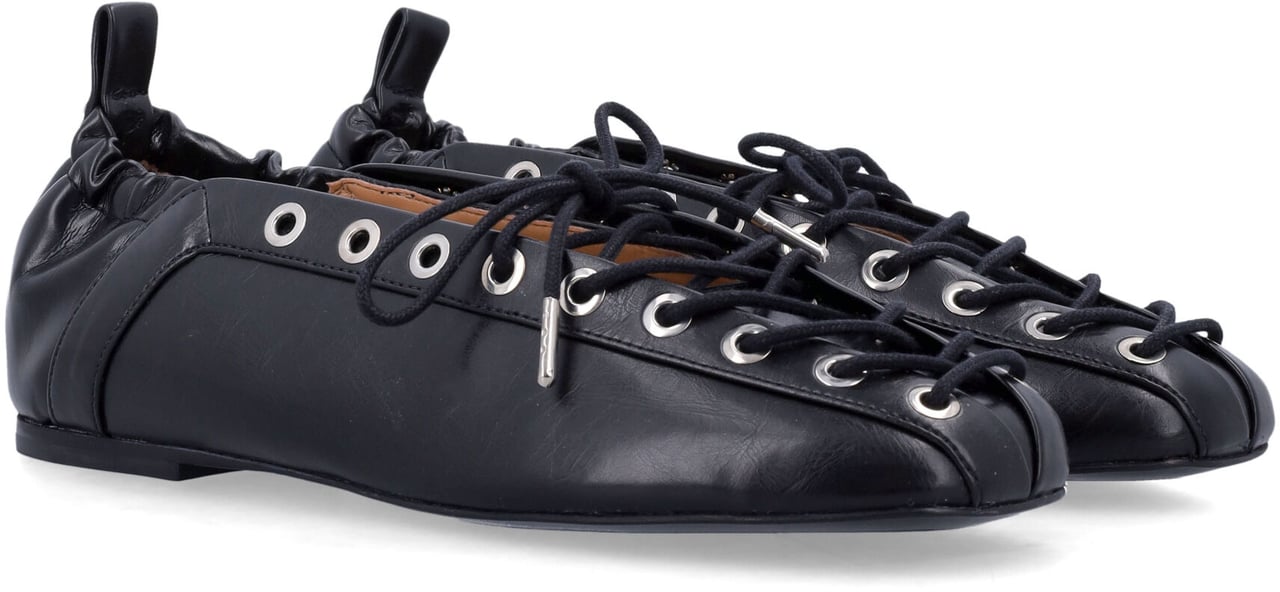 Ganni Eyelet Ballerina Lace Nero Zwart