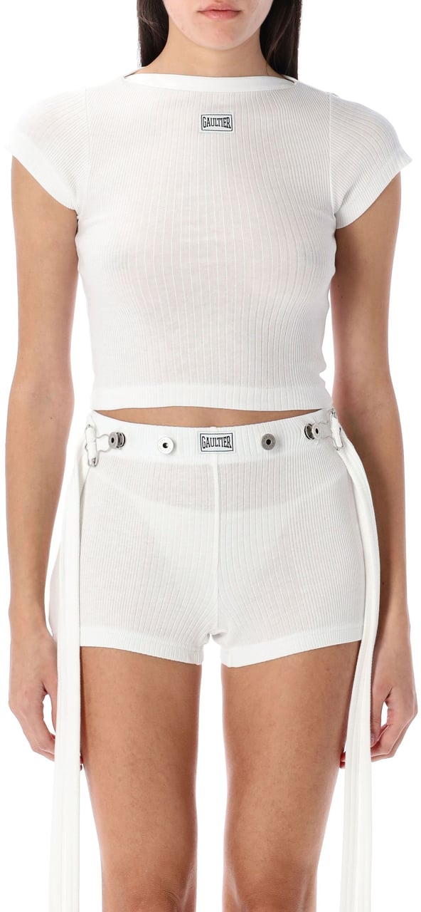 Jean Paul Gaultier Crop Baby Tee Bianco Wit