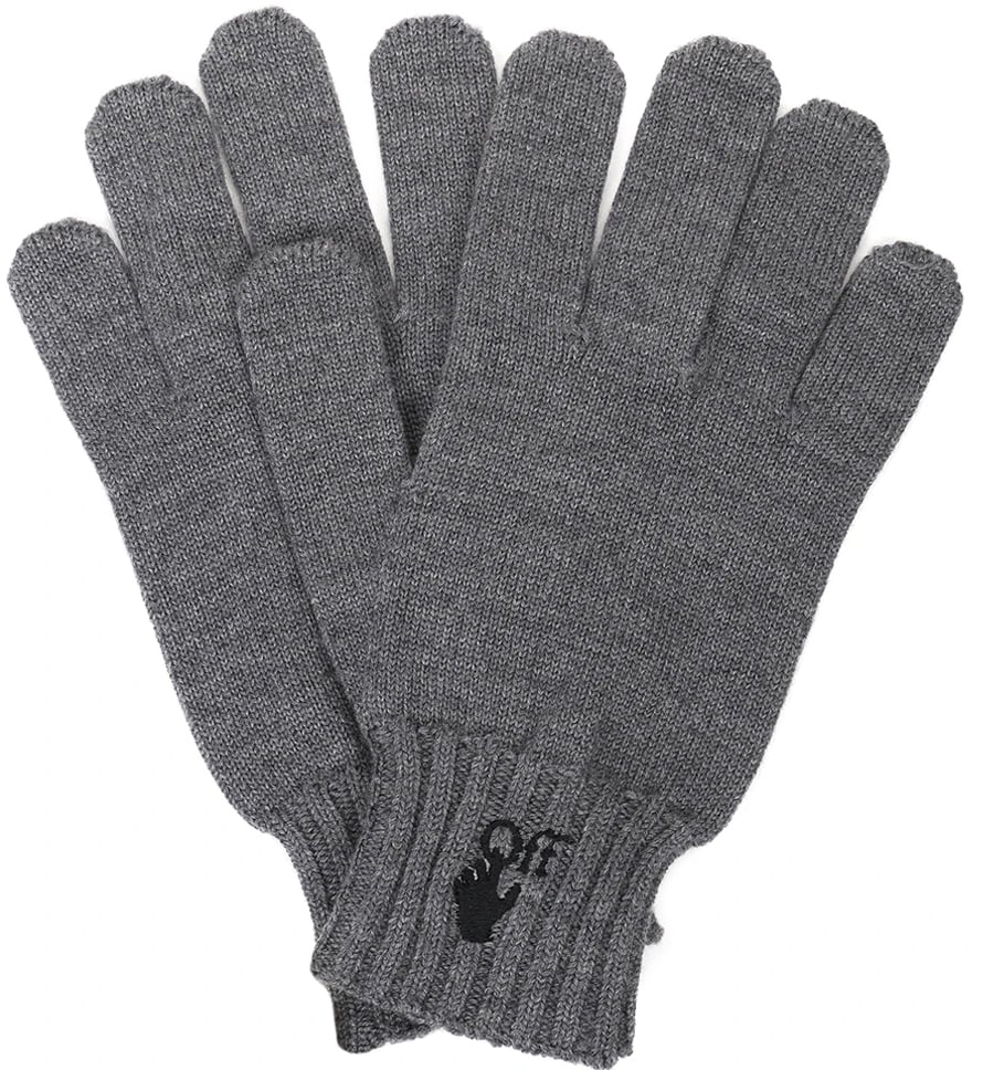 OFF-WHITE Hand Off Logo Wool Gloves Grijs