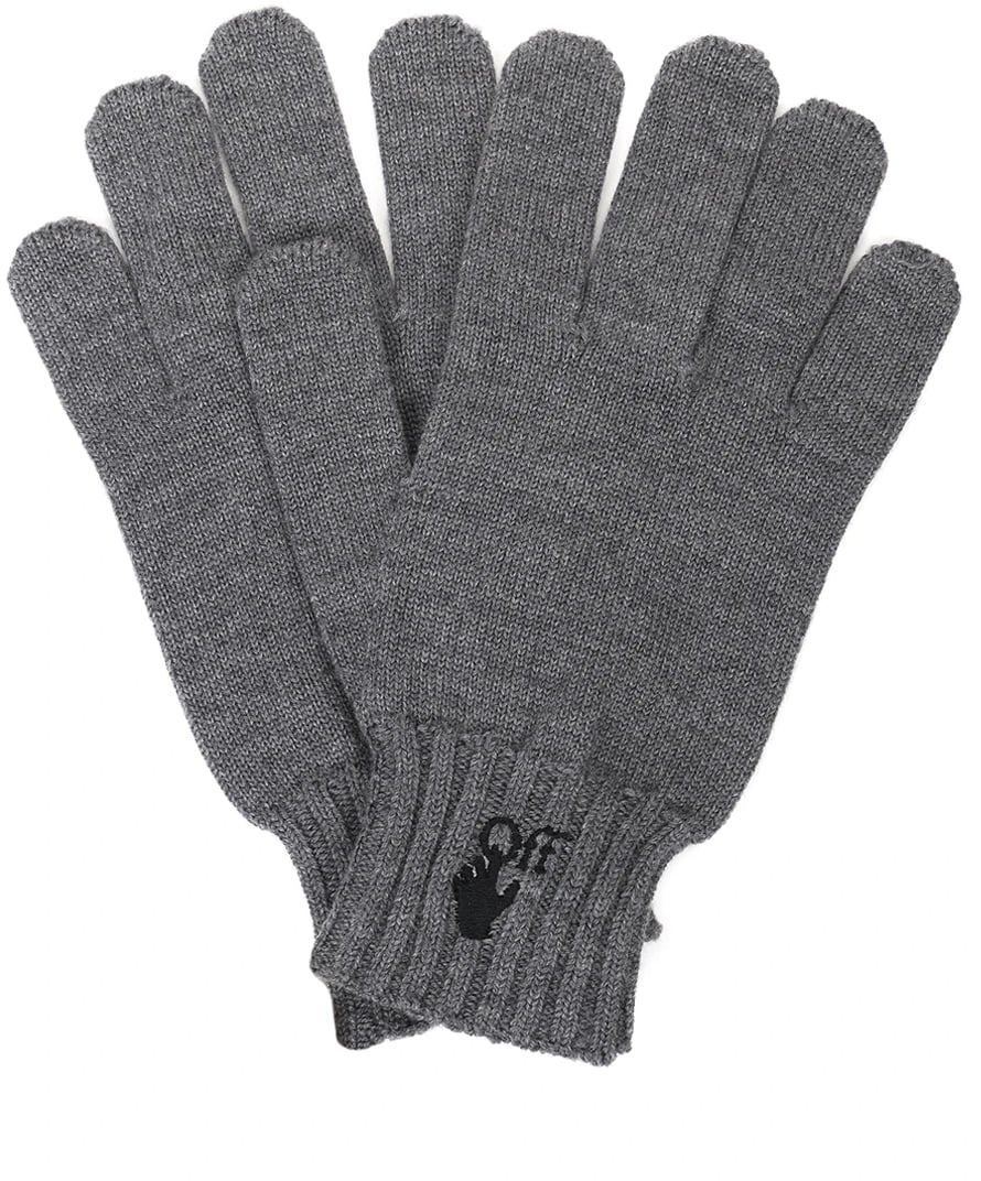 OFF-WHITE Hand Off Logo Wool Gloves Grijs