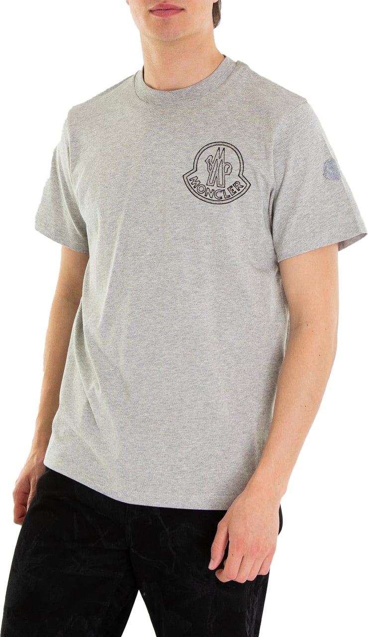 Moncler Heren Raised Logo T-Shirt Grijs Grijs