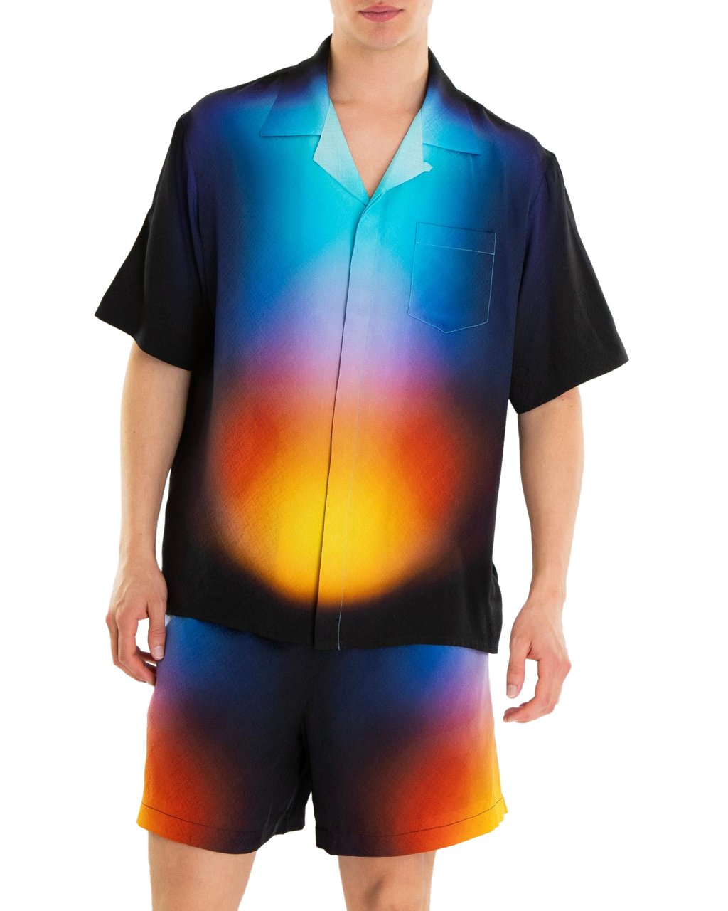 Casablanca Heren Gradient Zijde Shirt Blauw Blauw