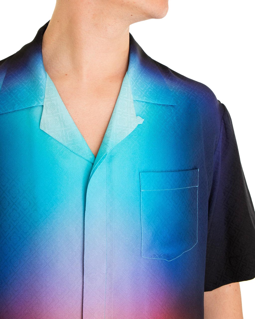 Casablanca Heren Gradient Zijde Shirt Blauw Blauw