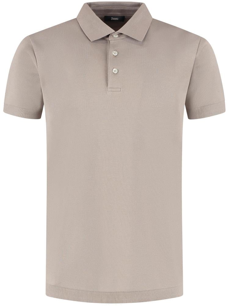Herno Polo Manica Corta Con Bordi Continui Beige