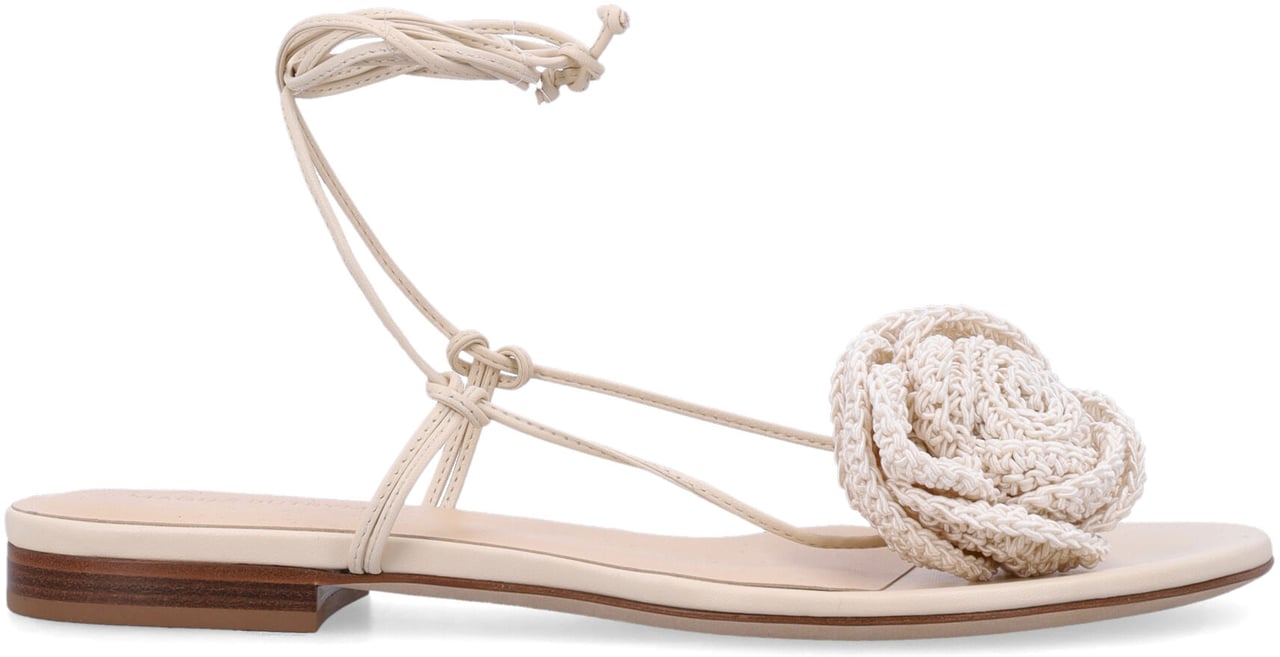 Magda Butrym Flat Sandal Roses Crochet Bianco Wit