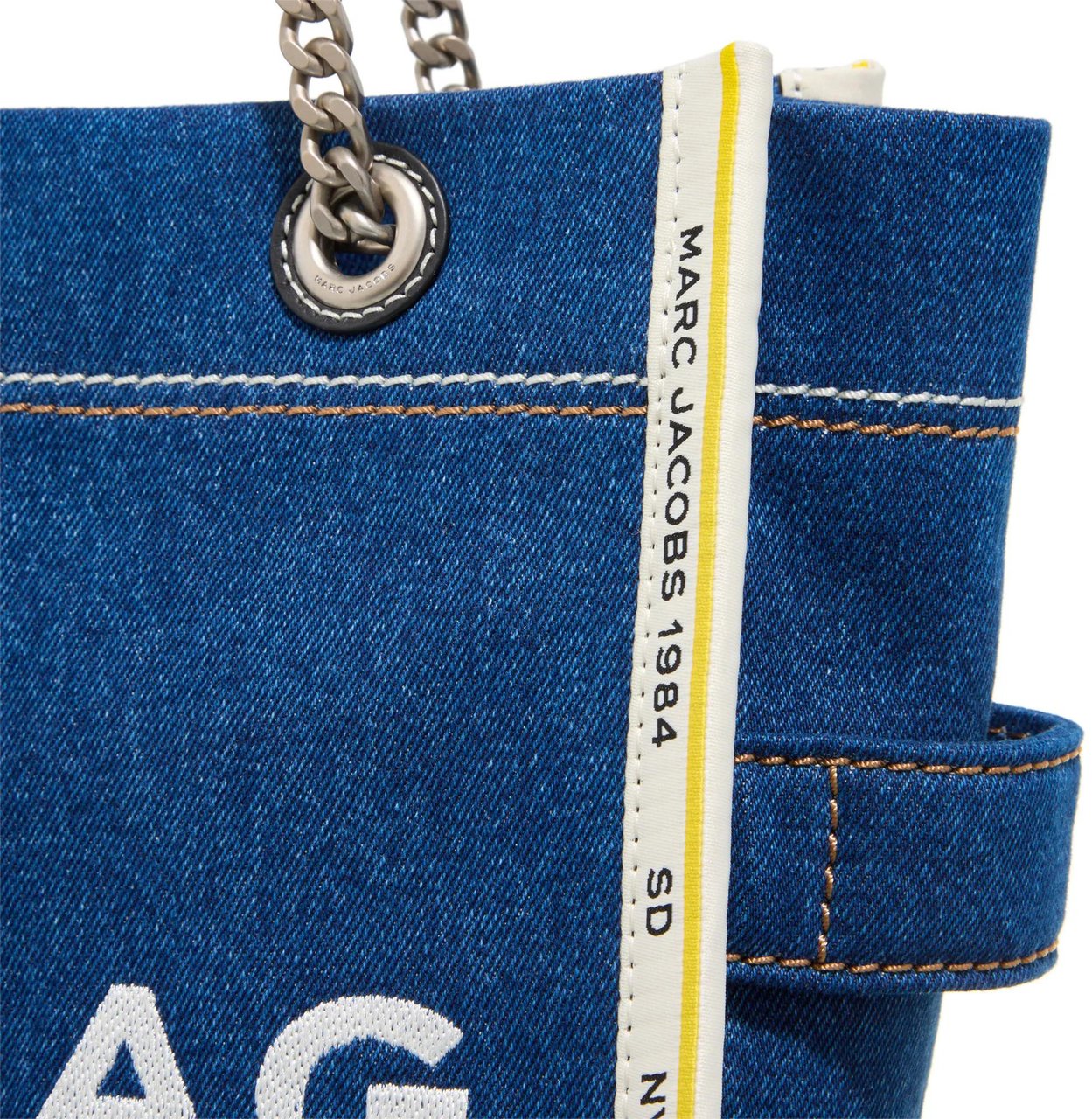 Marc Jacobs The Medium Tote Chain Denim Dark Wash Grijs