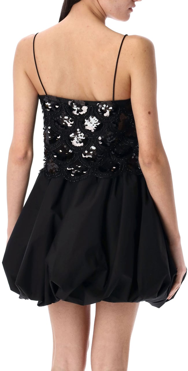 Rotate Sequin Crop Top Nero Zwart