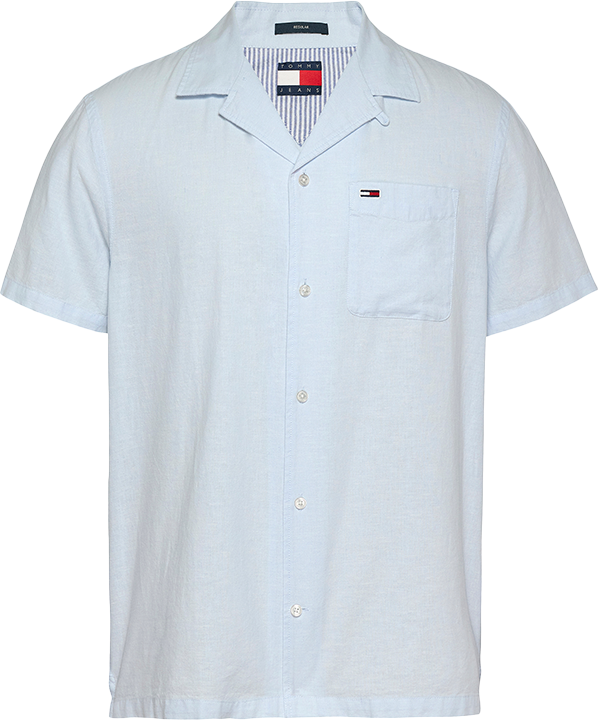 Tommy Jeans Tommy Jeans Linen Blend Camp SS Shirt Blauw