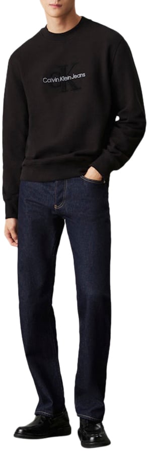 Calvin Klein Calvin Klein Jeans Chenille Monologo Crew Neck Zwart