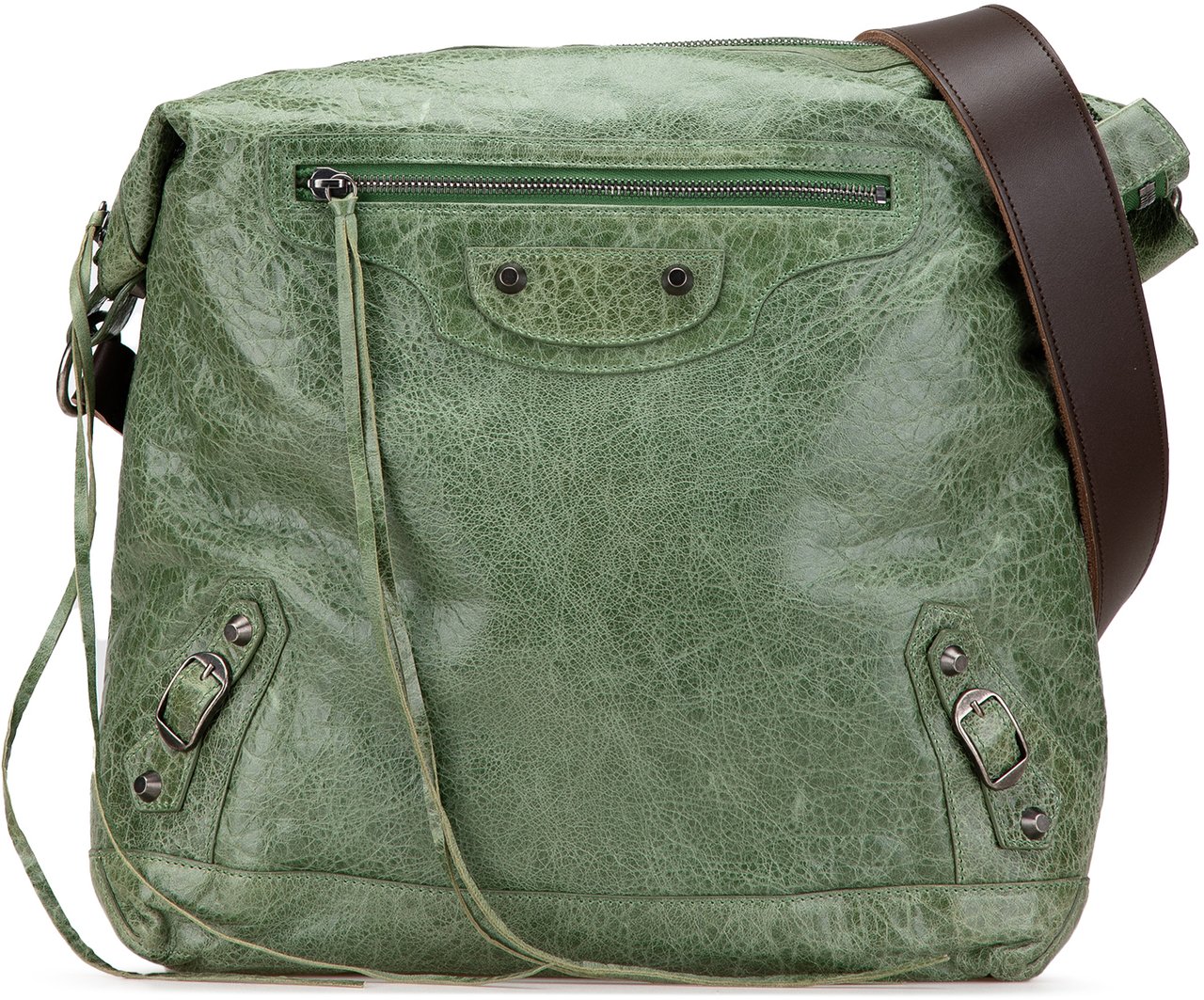 Balenciaga Lambskin Motocross Classic Day Messenger Bag Groen